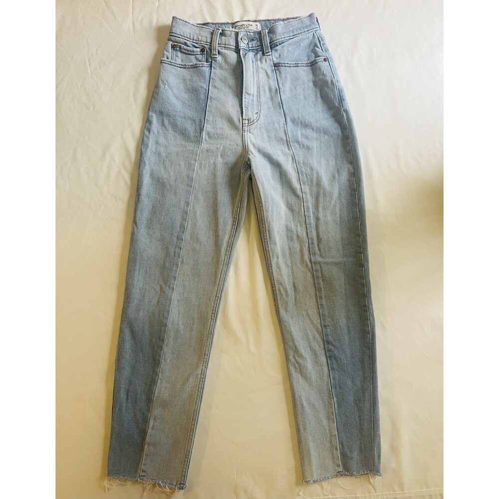 Abercrombie & Fitch Two Toned Ankle Straight Ultra High Rise Curve Love Jeans 25